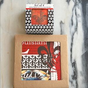 Louisiana themed Absorbent Coaster and trivet Set - 4 coasters 1 trivet